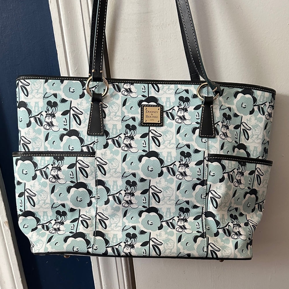 Dooney & Bourke Black and Blue Floral Tote